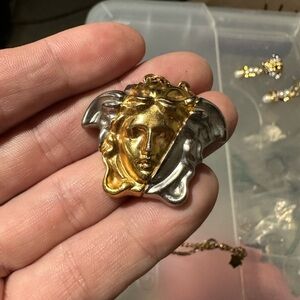 Versace Gold and Silver Medusa Pendant Necklace